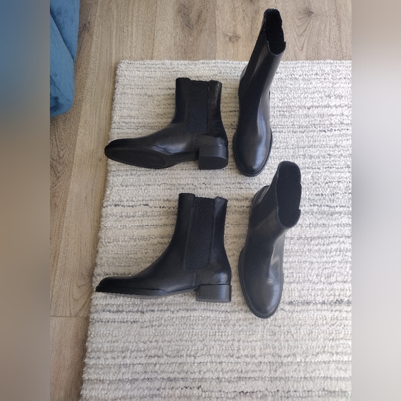 NEW Massimo Dutti Black Leather Ankle Boot Bootie - Picture 6 of 8